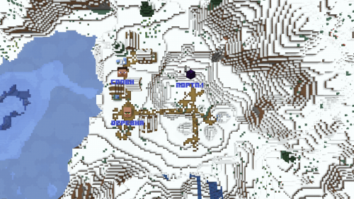 Снежная деревня рядом с огромным замерзшим озером screenshot 1
