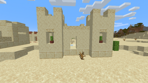 Пустынная деревня с домом, похожим на храм screenshot 1