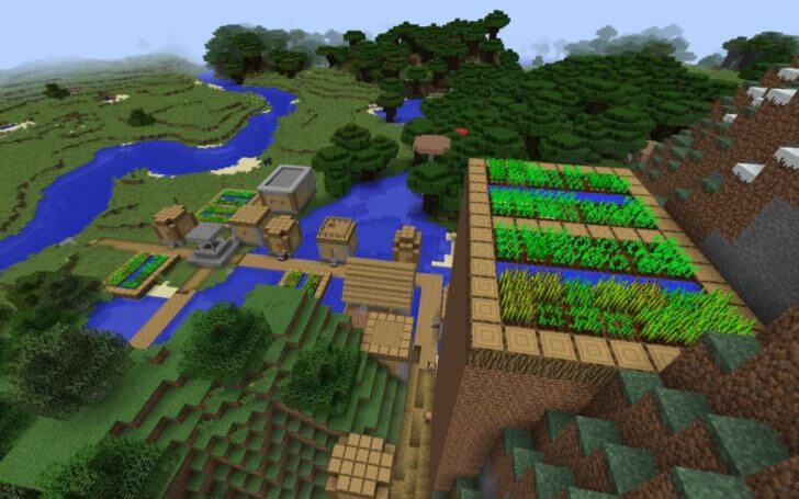 660 A Village With A Smithery And A Blacksmith S Hoard Seed Minecraft