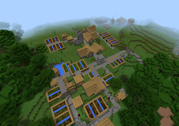 818010429 A Triple Village at the Spawn | Seed Minecraft PE