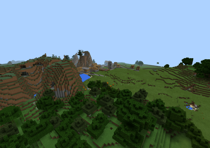 A Village Near A Mountain River Seed Minecraft Pe