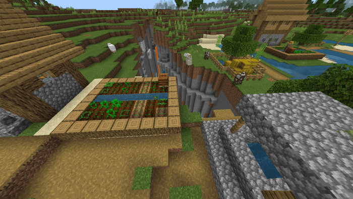 A Village With A Ravine Next To The Spawn Seed Minecraft Pe