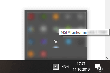 MSI Afterburner в трей Windows